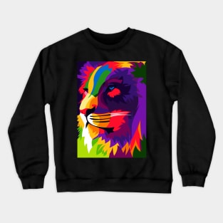 Colorful Lion In Pop Art Design Crewneck Sweatshirt